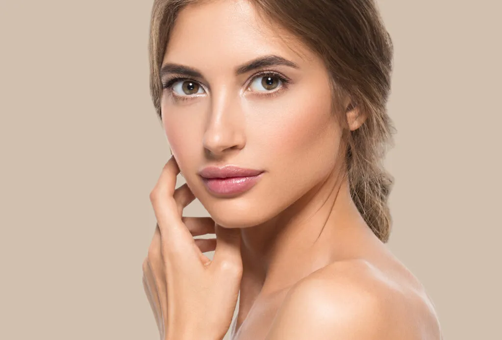 Close-up beauty portrait with natural makeup