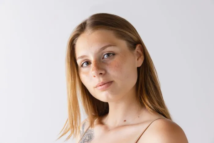 Young woman portrait with natural makeup and clear skin