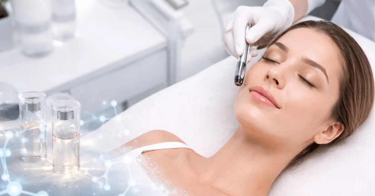 Patient receiving exosome therapy for skin and hair regeneration