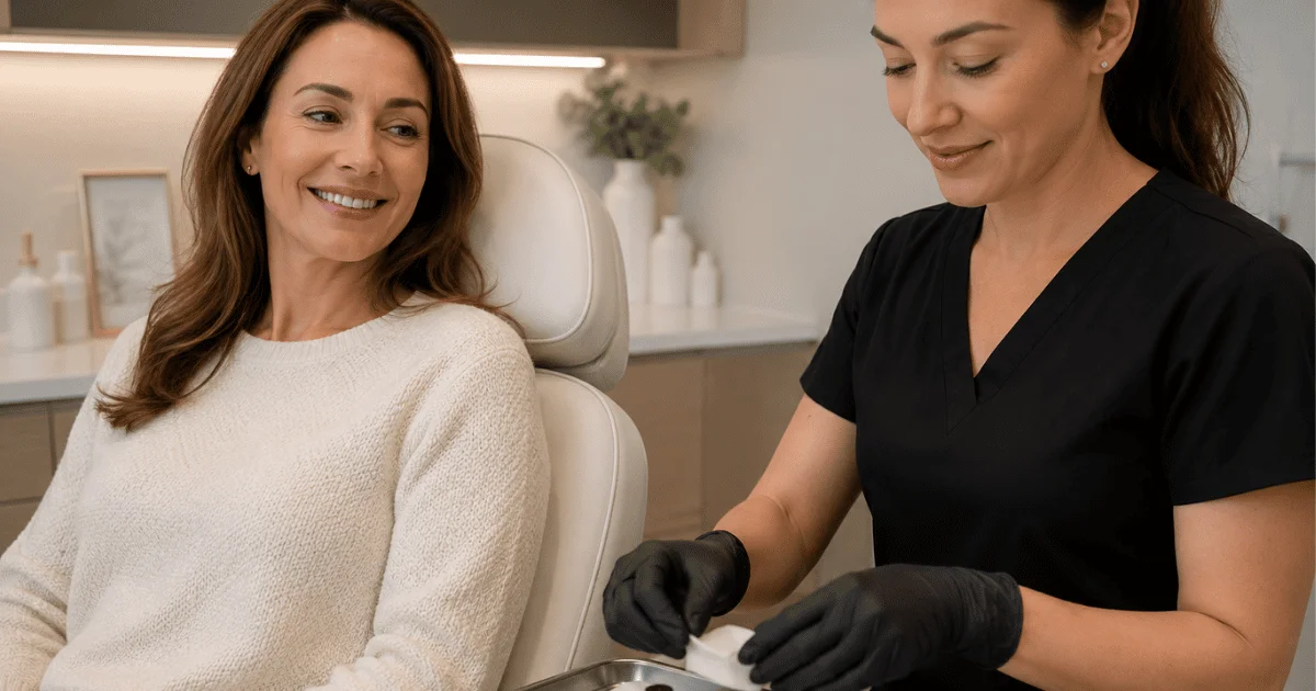 Aesthetic provider preparing for wrinkle relaxer treatment